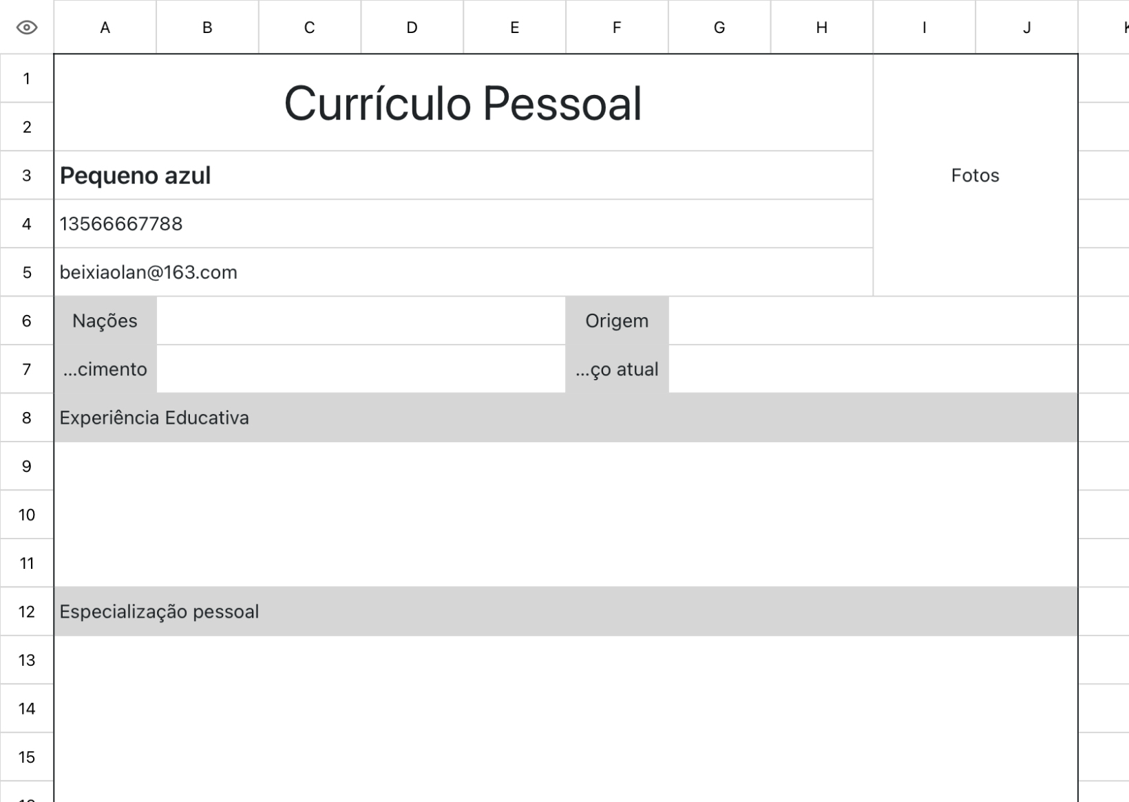 CV cinzento claro